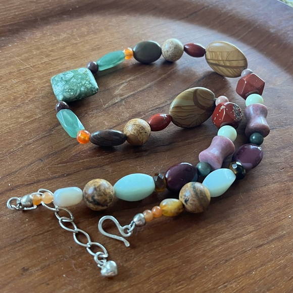 Jay King 925 Multicolor Semiprecious Gemstone Necklace Smooth Symmetrical Shapes - Picture 13 of 17